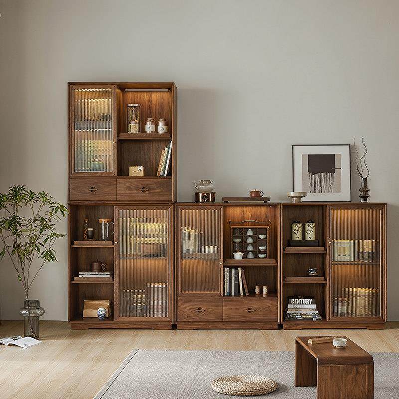 留意组合实木书柜黑胡桃木客餐厅收纳置物展示柜模块柜餐边柜茶柜,住宅家具,组合书柜,淘宝优惠券,粉丝福利购,淘宝优惠卷