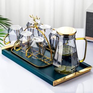 家用客厅喝水杯子家庭耐高温茶杯茶具冷水壶欧式 轻奢水杯套装 水具