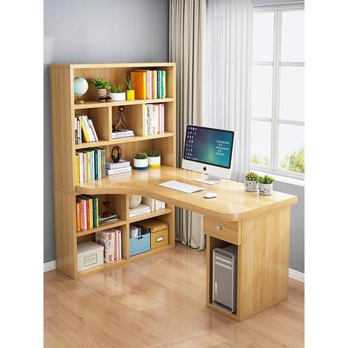 转角书桌书架一体电脑台式桌简约现代家用卧室学生学习桌写字桌子