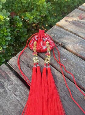 中式婚礼织金结发红色荷包香囊古法随身香包腰佩明制锦囊结婚布袋