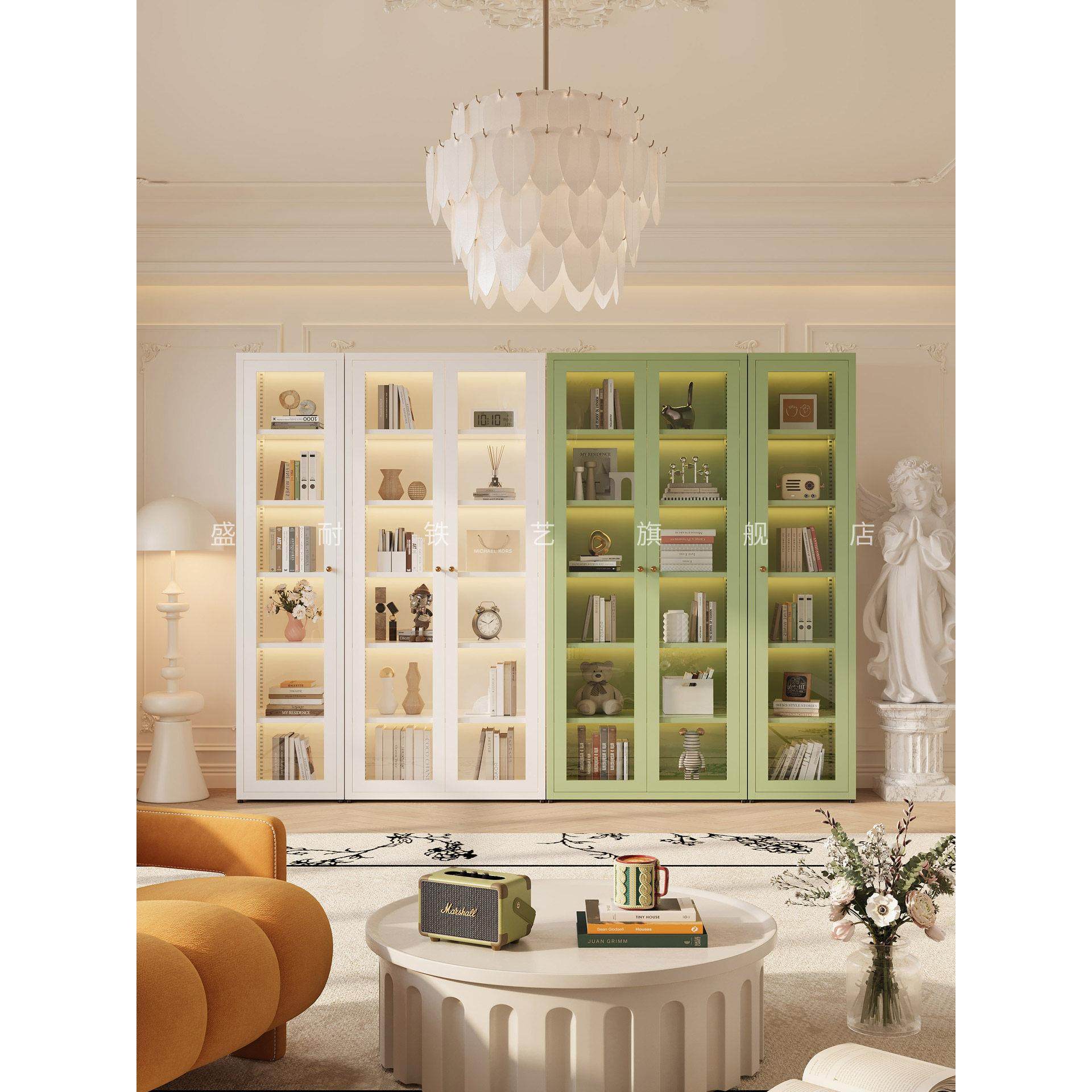 盛耐书柜玻璃门防尘书架收纳柜子铁艺置物柜客厅储物柜家用展示柜,住宅家具,单个书柜,淘宝优惠券,粉丝福利购,淘宝优惠卷