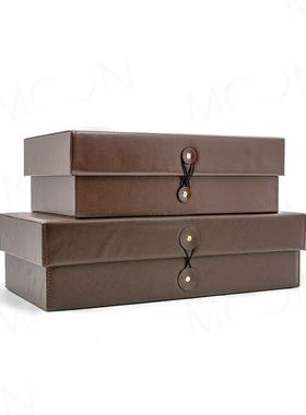 MOON慕空间样板房收纳盒衣帽间装饰品收纳箱皮质盒子道具软装摆件