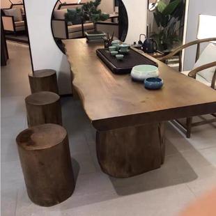 实木大板茶桌家用客厅书桌原木办公桌会议长桌简约服装店摆放木桌