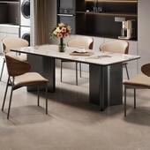 意式 极简岩板餐桌轻奢现代简约家用高端小户型餐桌椅组合吃饭桌子