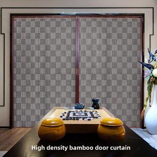 定制竹帘子推拉门加密家用简易门阳台遮光客厅隔断帘商场折叠移门