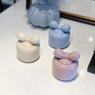 高级感咖啡方糖罐轻奢客厅茶几摆设可爱蝴蝶结杂物收纳罐子茶叶罐
