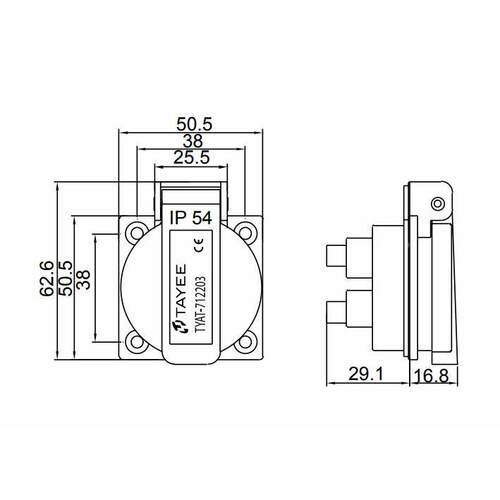 AYEE天逸 TYTAT-71Y2203 20V电箱工业插座16A/TT-712202/712A208