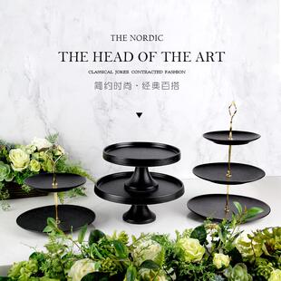 饰道具蛋糕摆台三层托盘展示架子欧式 甜品台摆件装 下午茶点心盘架