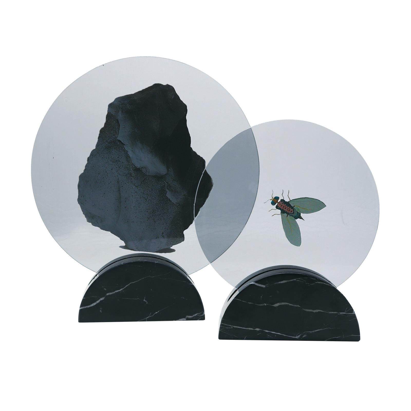 新中式创意摆件样板房会所酒店软装配饰钢化玻璃家居饰品工艺品