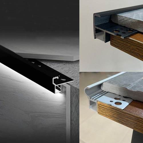 楼梯台阶灯台阶辉光关闭边缘条木质地砖边缘防滑铝合金线灯条