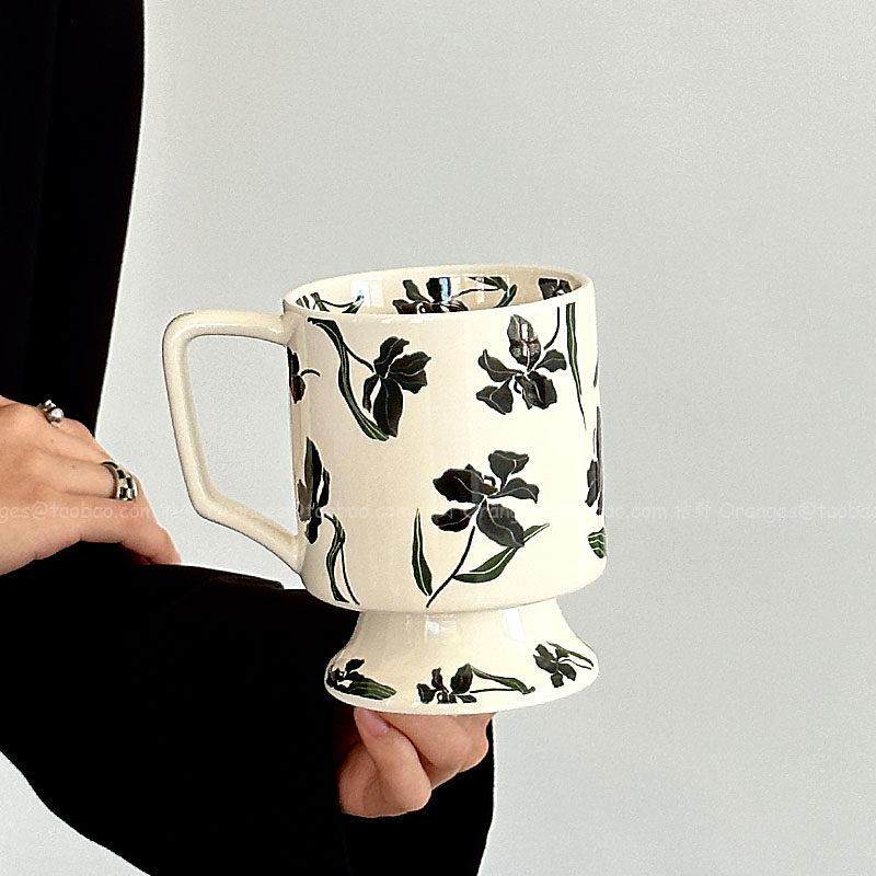Oranges限定中古风黑秘鸢尾花陶瓷马克杯咖啡杯喝水杯子小众礼物,餐饮具,马克杯,淘宝优惠券,粉丝福利购,淘宝优惠卷
