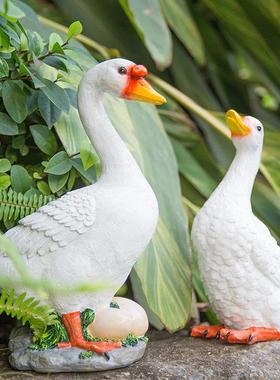 园林摆件田园庭院景观装饰树脂仿真白鸭子创意动物雕塑摆设工艺品