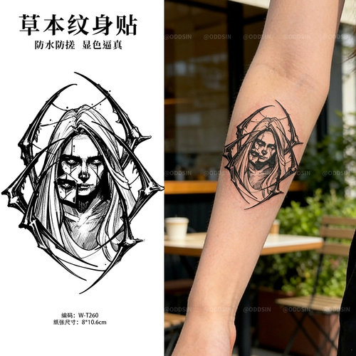 大腿手臂果汁防汗个性不反光网红持久花臂纹身贴防搓防水男女草本