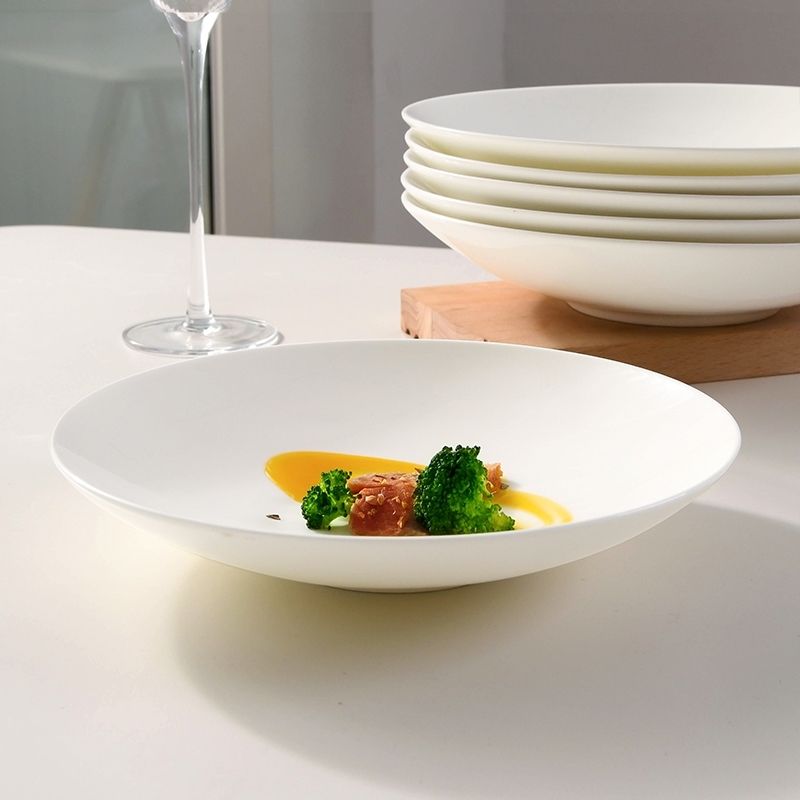 唐山骨瓷餐具 斗笠盘 中式碗盘子菜盘家用白瓷餐具新款陶瓷高级感