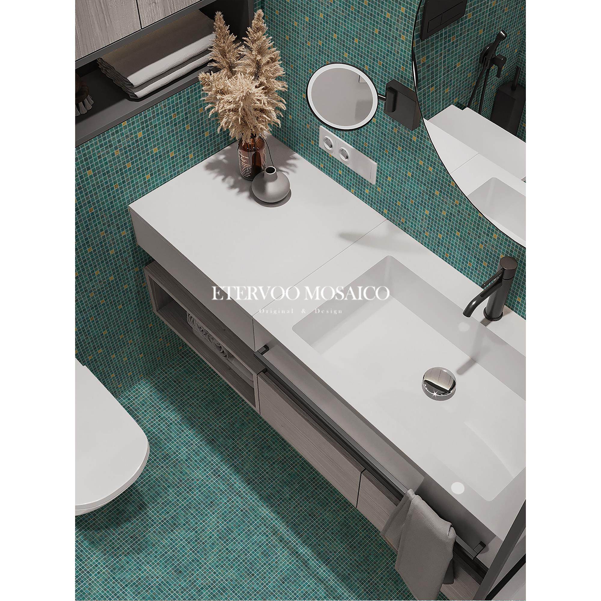 水绿色玻璃马赛克瓷砖小浴室厨房背景墙装饰画小颗粒地砖贴片,家装主材,马赛克,淘宝优惠券,粉丝福利购,淘宝优惠卷