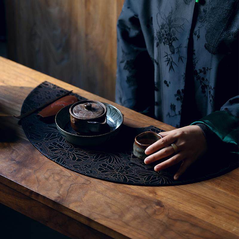 双姊妹复古民族风美学古典禅意茶席茶布香云纱桌垫桌旗茶桌布杯垫