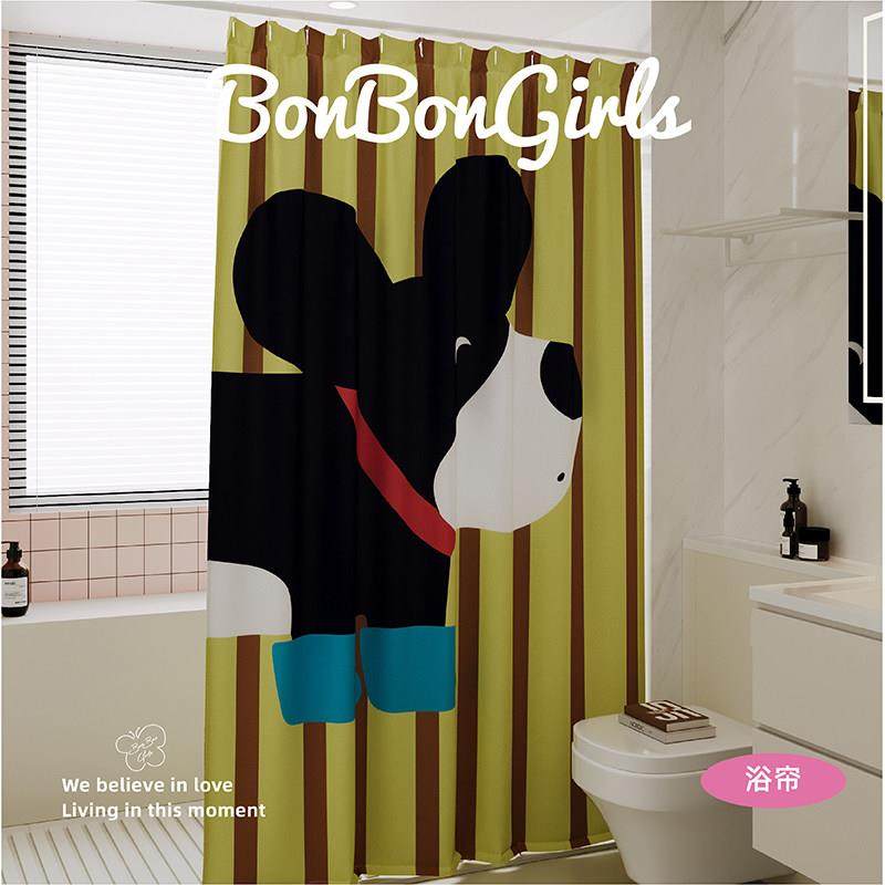 卡通中古风浴帘浴室隔断帘防水防霉速干套装免打孔洗澡淋浴卫生间,家庭/个人清洁工具,浴帘,淘宝优惠券,粉丝福利购,淘宝优惠卷