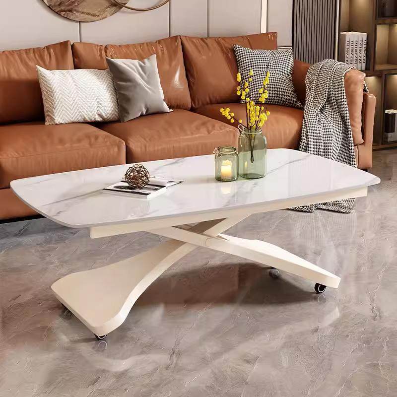 法式奶油风可移动升降茶几变餐桌两用现代简约小户型一体式茶几