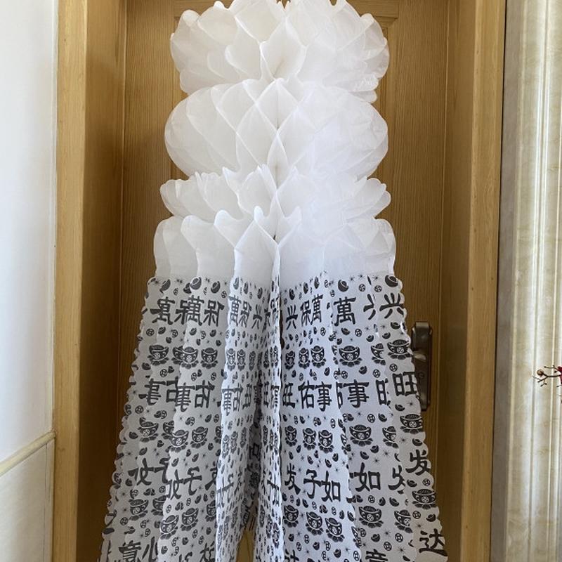 彩白色拷贝纸灯笼吊挂青墓清明纸祭用品花坟飘条山清明节塑纸灯笼
