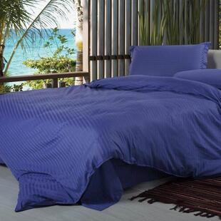 宾馆酒店床上用品纯棉全棉缎条纯色床单床笠式 三四件套批发