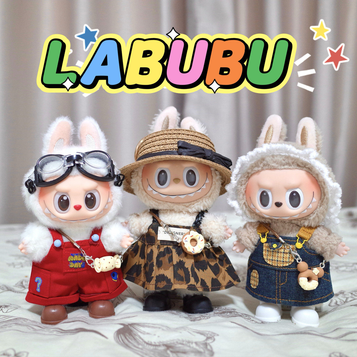 拉布布夏日衣服一二三代可乐公仔labubu娃衣鞋子裙子帽子赠送包包