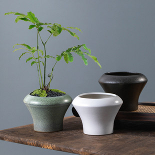 手工陶罐大号复古粗陶多肉老桩盆大口绣球花盆月季 饰 盆复古民宿装