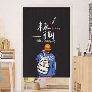 创意网红半遮式 直线个性 门帘家用免打孔厨房厕所遮挡帘卧室布艺隔