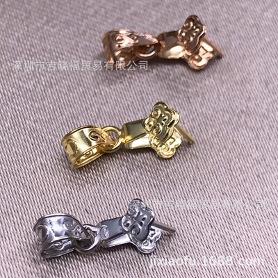 彩金瓜子扣au750玫瑰金黄金白金如意翡翠玉坠扣吊坠扣头18K金配