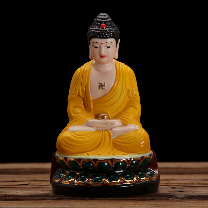 坐莲释迦牟尼佛德化白瓷彩绘如来佛祖供奉摆件药师佛阿弥陀佛佛像