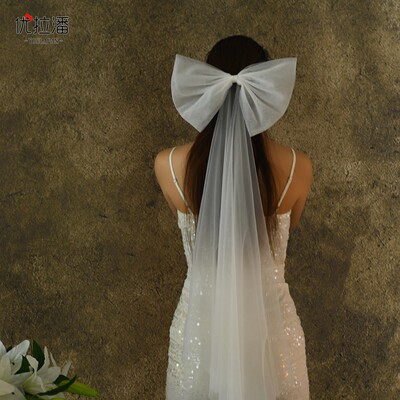 优拉潘 超仙大蝴蝶结新娘头纱 森系飘逸超美百搭婚礼服装配饰V274