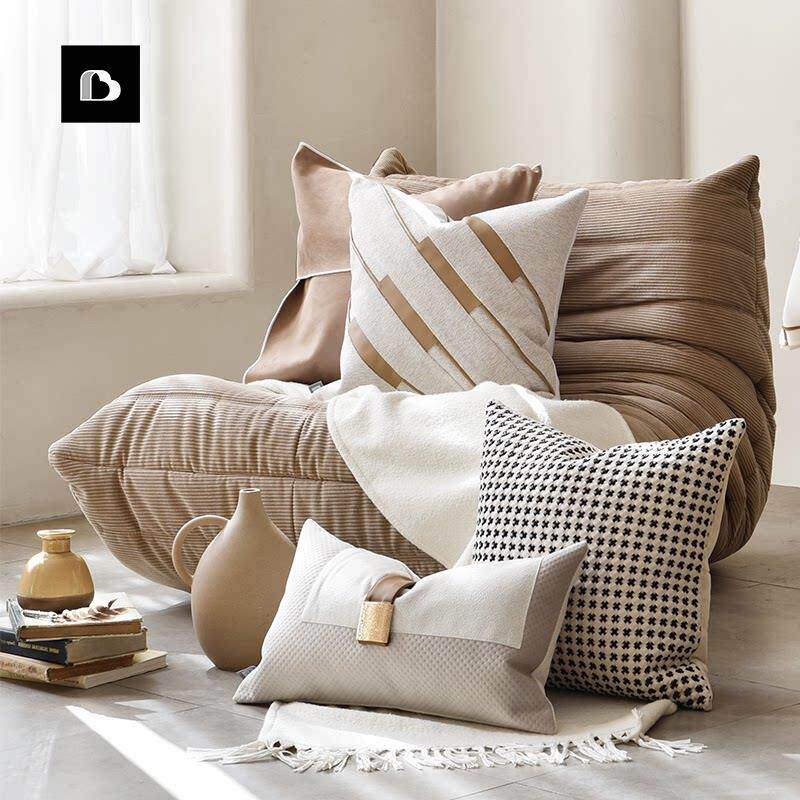 柏洛斯现代极简风轻奢高级感抱枕组合沙发客厅腰靠垫内胆套搭配款