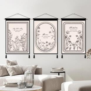 北欧风格墙布挂布ins风卧室客厅装饰画餐厅简约法式复古布艺挂画