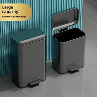 30升不锈钢脚踏式垃圾桶脚踩方形带盖厨房客厅商用大容量厕所