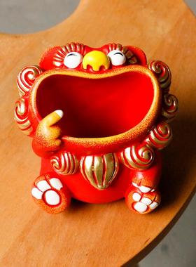 狮三百|吞八方笔筒 小狮子摆件桌面装饰品收纳家居客厅玄关送礼物