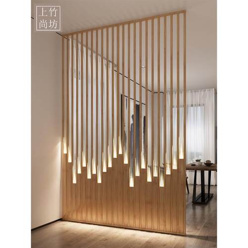 上竹尚坊北欧客厅屏风餐厅隔断射灯格栅玄关办公装饰现代竹木轻奢