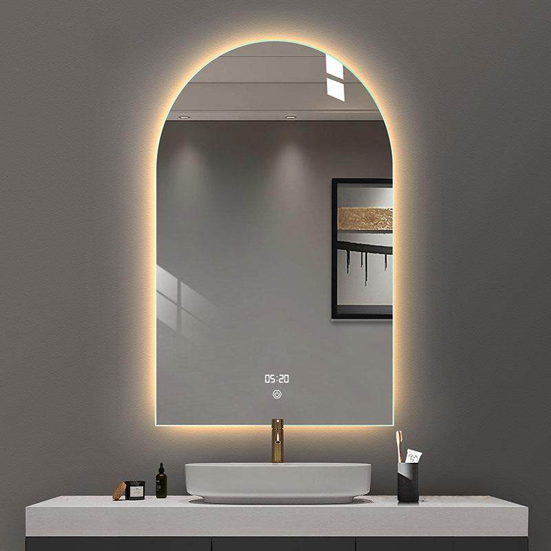 法式拱门型智能浴室镜简约卫生间带灯防雾北欧异型弧形梳妆镜壁挂