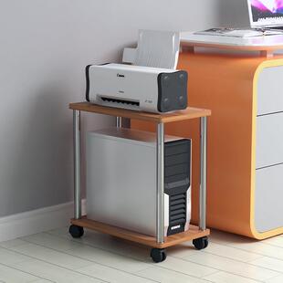 置物架两层台式主机壳电脑印表机架双层带轮夹缝架子柜子主机托架