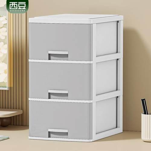 桌面票据收纳盒抽屉式防尘办公室a4纸整理箱多层大容量文件储物柜