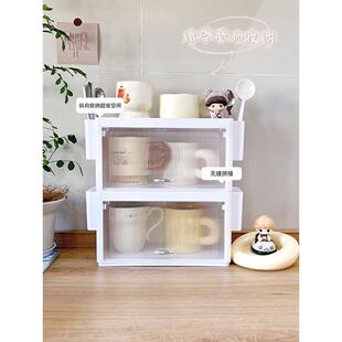 杯子置物架壁挂式 茶水间茶包桌面防尘收纳盒水杯玻璃杯收纳架吧台