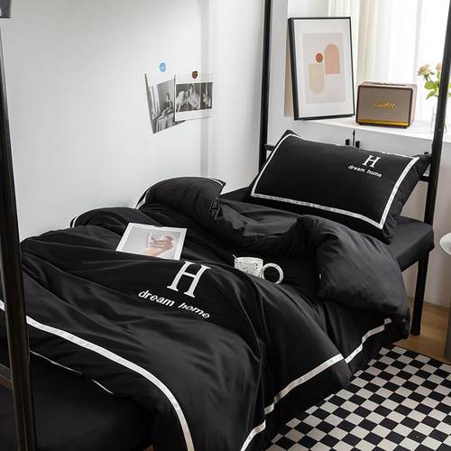 高级感学生宿舍床单人三件套床上用品全套一整套被套被子四件套六