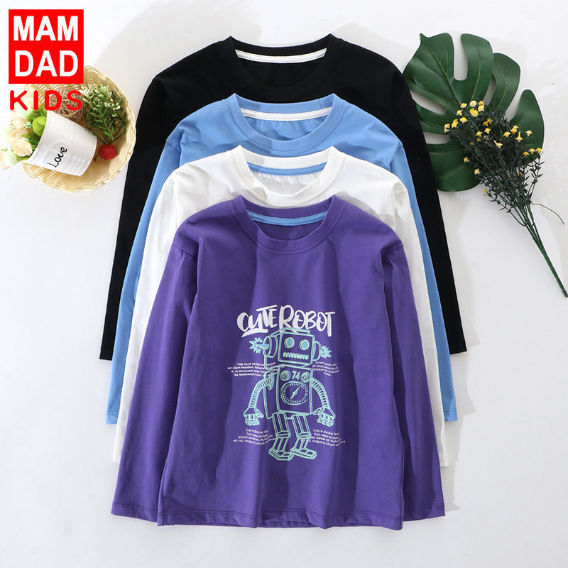童装儿童长袖T恤纯棉春秋圆领男童打底衫中大童上衣宽松韩版t恤