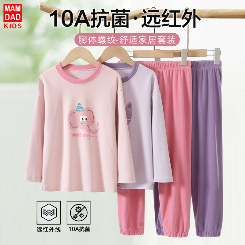 亲子款家居服套装儿童卡通印花睡衣套装男童女童保暖居家服加厚