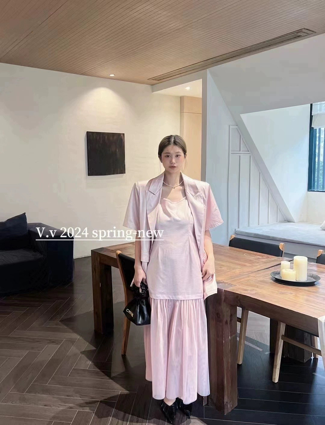 欧货薄款宽松西服外套高级感缎面西装开衫外套+纱裙吊带两件套潮