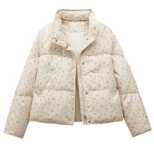 韩系碎花公主短款羽绒棉服女2024秋冬季新款加厚小个子面包服外套