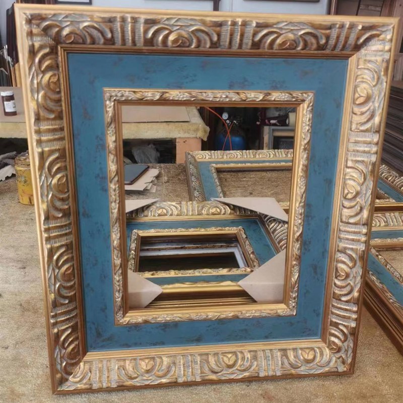 新品画框免组装全实木油画外框美式仿古画框乡村工业风油画框定做