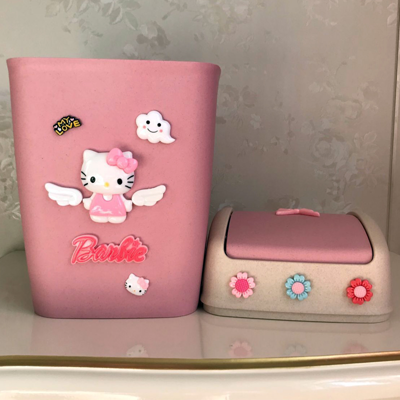 创意卡通可爱少女心垃圾桶家用塑料摇盖带盖卫生间客厅垃圾收纳桶