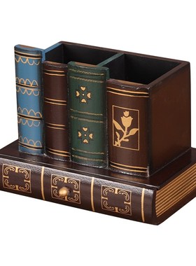 创意复古笔筒摆件轻奢办公室桌面美式书台儿童书房书桌收纳盒礼品