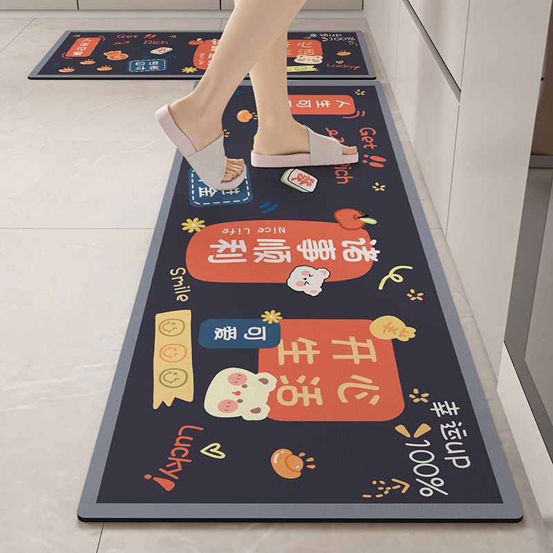 硅藻泥厨房地垫防滑防油可擦免洗脚垫子门口吸水吸油耐脏地毯