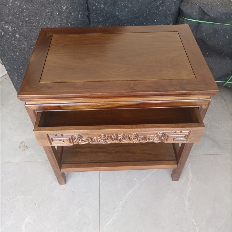 老榆木边几带抽屉实木条几中式客厅简约茶桌原木花架鱼缸盆景桌子