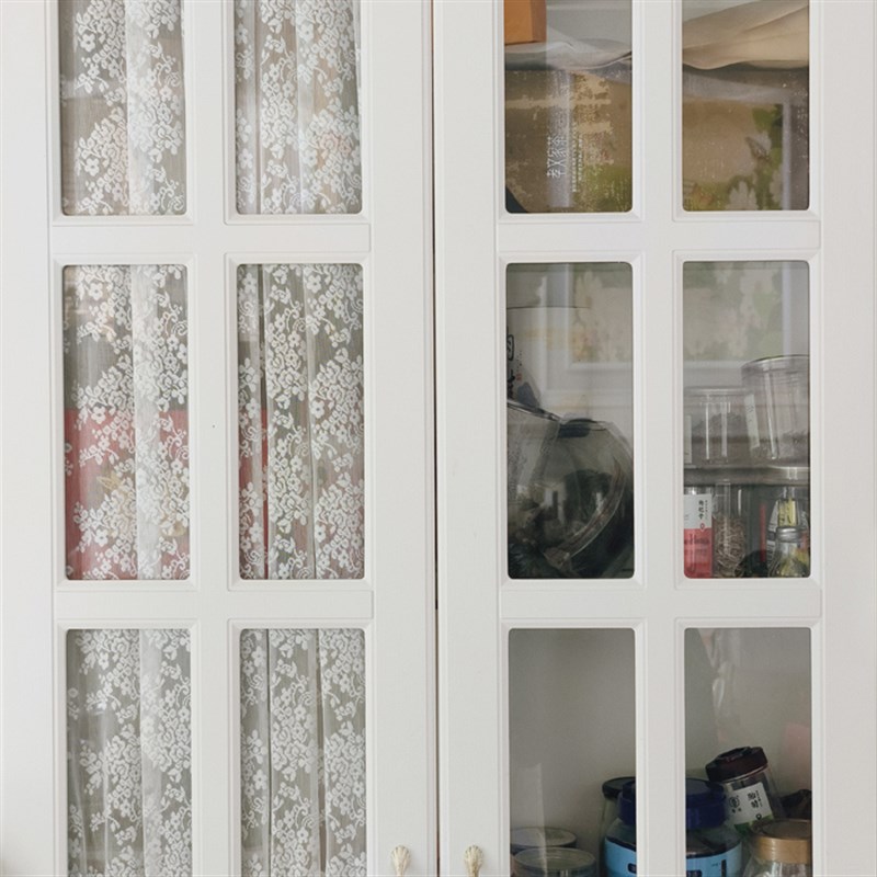 法式玻璃门绷纱帘柜门帘遮丑遮挡窗纱免打孔魔术贴粘贴书柜窗帘